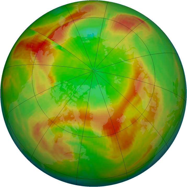 Arctic ozone map for 05 April 1990